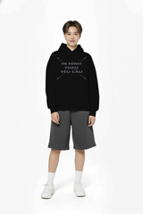 Áo Hoodie Nam Nữ Đen Oversized Boxy - Fit Plus Terry 350gsm_IN THEO YÊU CẦU