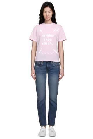 Áo Thun Nữ BABY TEE Hồng Premium Rib Cotton 260gsm_IN THEO YÊU CẦU