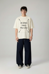 Áo Thun Nam Nữ Boxy Oversized Trắng Kem Cotton Global 280gsm_IN THEO YÊU CẦU