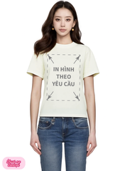 Áo Thun Nữ BABY TEE Trắng Kem Premium Rib Cotton 260gsm_IN THEO YÊU CẦU