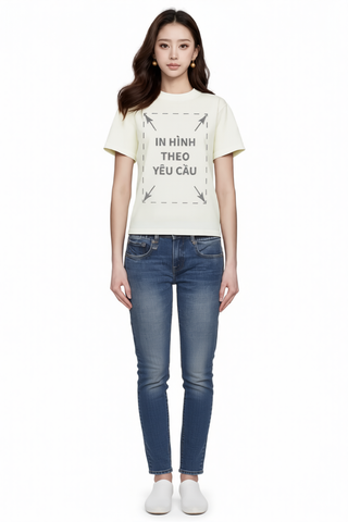Áo Thun Nữ BABY TEE Trắng Kem Premium Rib Cotton 260gsm_IN THEO YÊU CẦU
