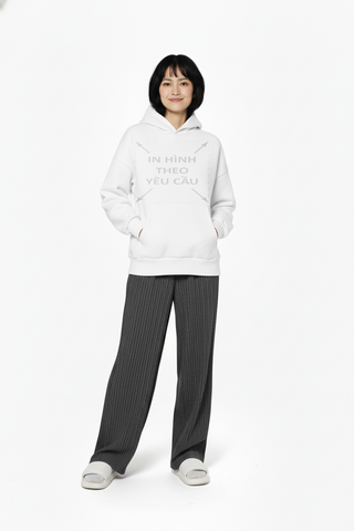 Áo Hoodie Nam Nữ Trắng Oversized Boxy - Fit Heavy Weight Terry 450gsm_IN THEO YÊU CẦU