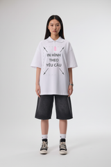 Áo POLO Nam Nữ Trắng Unisex Oversized Diamond Cotton 250gsm_IN THEO YÊU CẦU