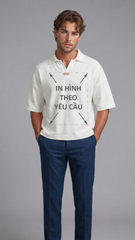 Áo POLO Tay Ngắn Nam Nữ Trắng Boxy Supersized Diamond Cotton 250gsm_IN THEO YÊU CẦU