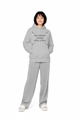 Áo Hoodie Nam Nữ Xám Oversized Boxy - Fit Heavy Weight Terry 450gsm_IN THEO YÊU CẦU