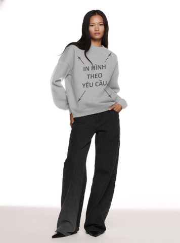 Áo Sweater Nam Nữ Xám Oversized Boxy - Fit Heavy Weight Terry 450gsm_IN THEO YÊU CẦU
