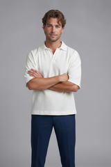 Áo POLO Tay Ngắn Nam Nữ Boxy Supersized Diamond Cotton 250gsm_TRƠN