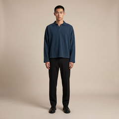 Áo POLO Tay Dài Nam Nữ Boxy Supersized Diamond Cotton 250gsm_TRƠN