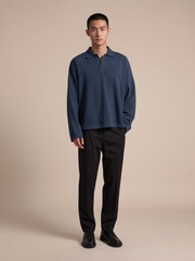 Áo POLO Tay Dài Nam Nữ Boxy Supersized Diamond Cotton 250gsm_TRƠN
