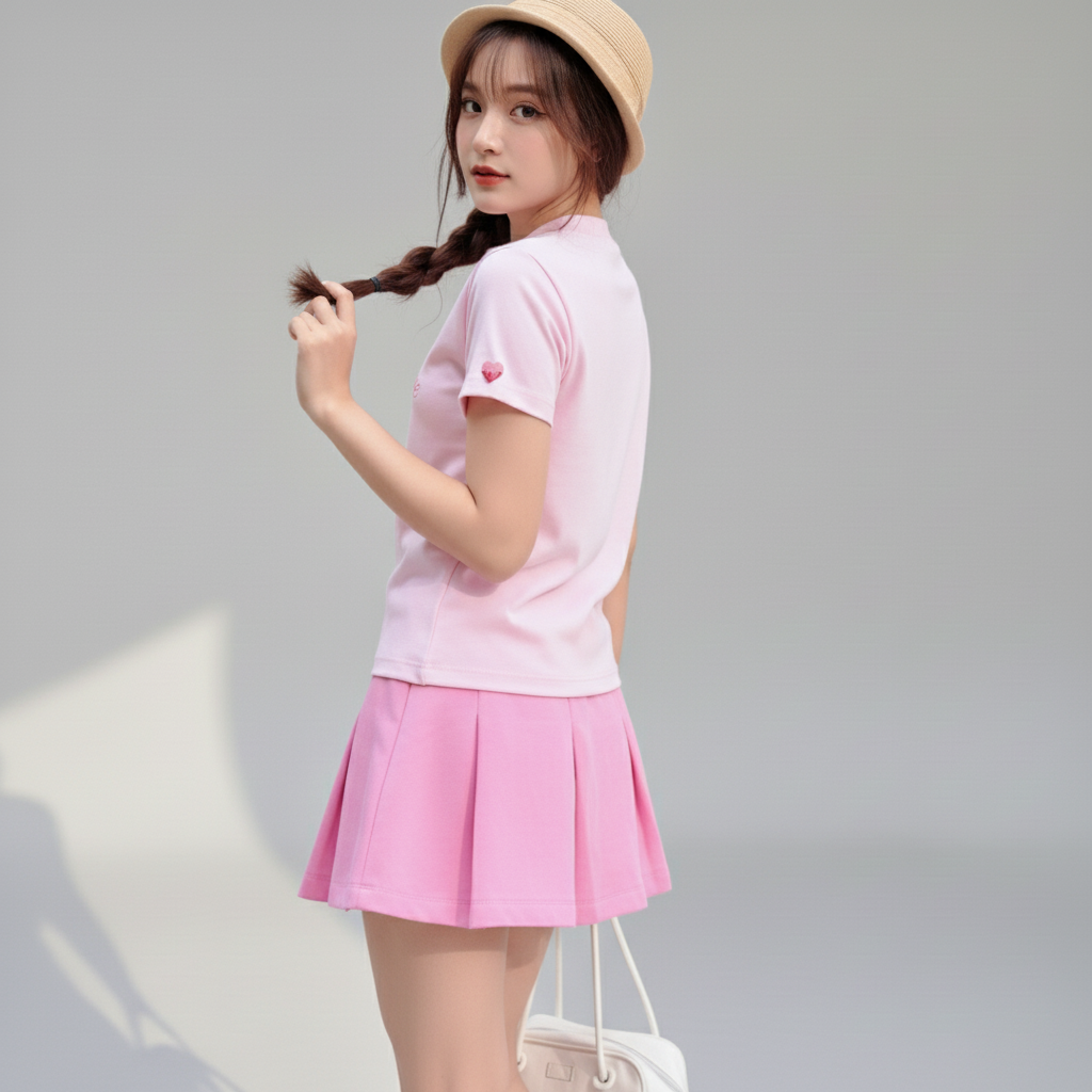 Váy Xếp Ly Dáng Xoè Tennis Skirt Plus Terry 350gsm_TRƠN