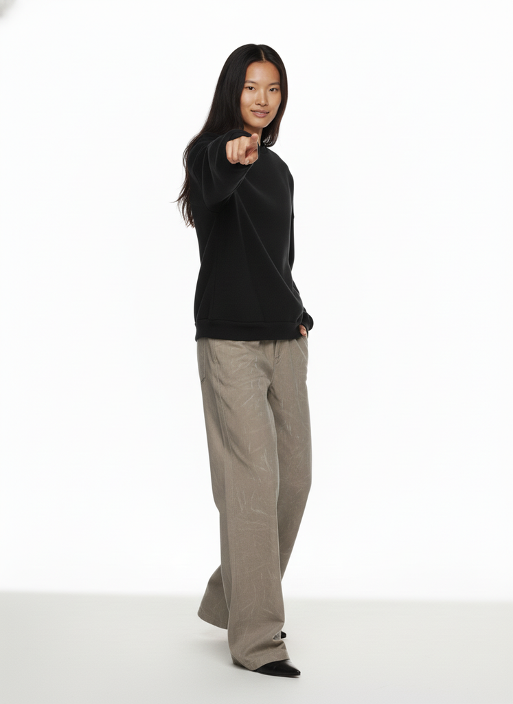 Áo Sweater Nam Nữ Oversized Boxy - Fit Heavy Weight Terry 450gsm_TRƠN