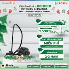 Máy hút bụi có dây Bosch BGS21WPOW - Series 4 2000W