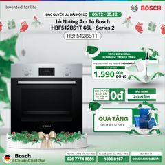 [Tặng gel vệ sinh lò nướng] Lò nướng âm tủ Bosch HBF512BS1T 66L - Series 2