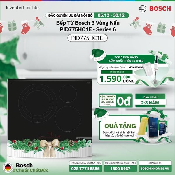 [Tặng Chảo sâu lồng Tefal So Matcha 24-28cm] Bếp Từ Bosch 3 Vùng Nấu PID775HC1E - Series 6