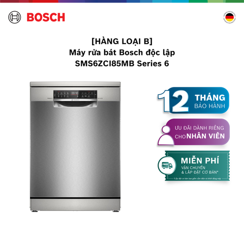 [HÀNG LOẠI B] Máy rửa bát Bosch độc lập SMS6ZCI85MB Series 6