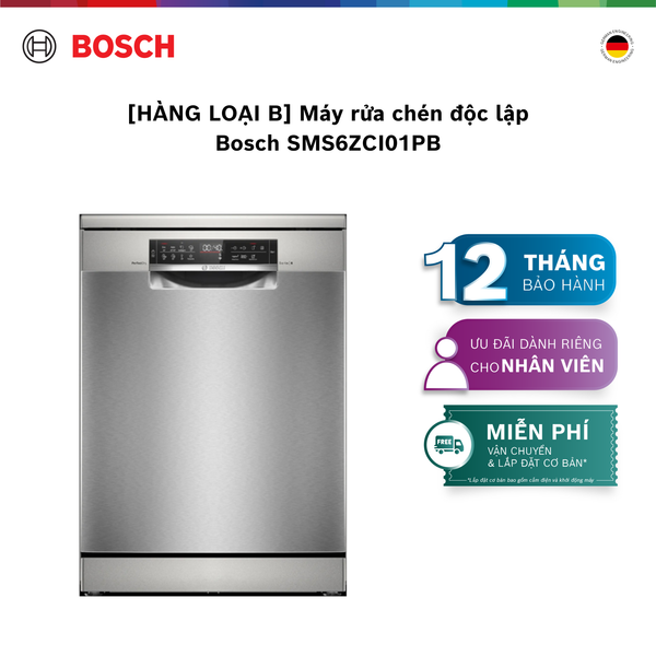 [HÀNG LOẠI B] Máy rửa chén độc lập Bosch SMS6ZCI01PB