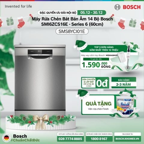 Máy Rửa Chén Bát Độc Lập 14 Bộ Bosch SMS8YCI01E - Series 8 (60cm)