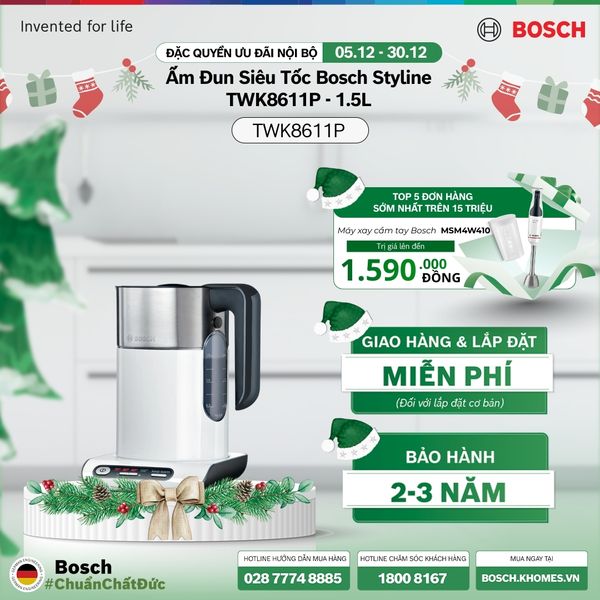 Ấm siêu tốc Bosch TWK8611P dung tích 1.5L