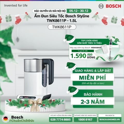 Ấm siêu tốc Bosch TWK8611P dung tích 1.5L