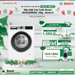 Máy giặt cửa trước Bosch 10kg WGG25400SG - Series 6 (trắng)