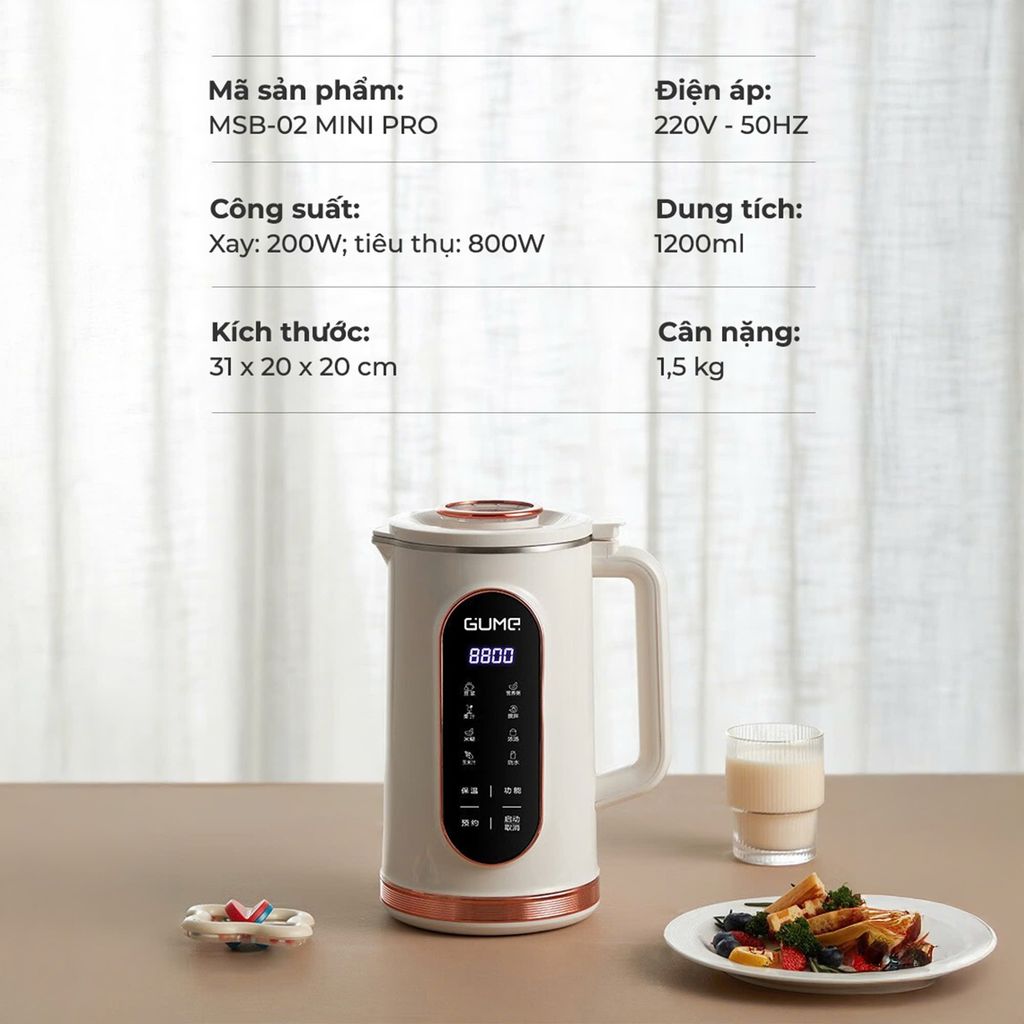 Máy làm sữa hạt mini Pro GUME Hàn Quốc - MSB-02 - Bảo Hành 12 Tháng