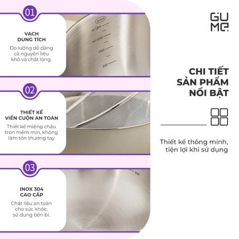 Bộ Rổ Chậu Inox 304 Gume GM - DR0025 Size 25cm 