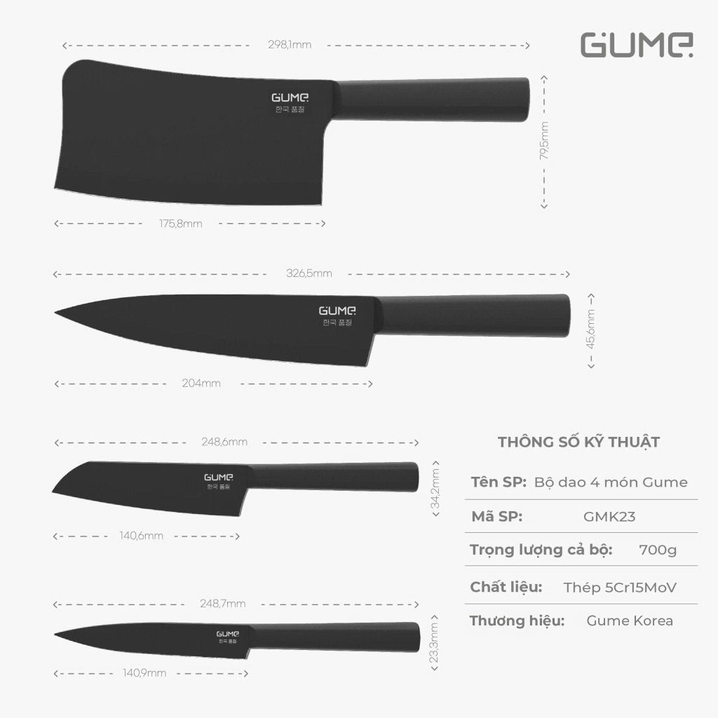 Bộ dao 4 món cao cấp GUME KOREA - GMK-23