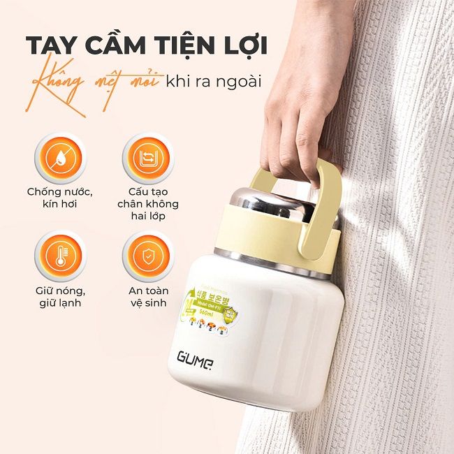 Bình đựng thức ăn giữ nhiệt inox GUME KOREA chính hãng GM - F11 - Bảo hành 1 đổi 1 trong 15 ngày