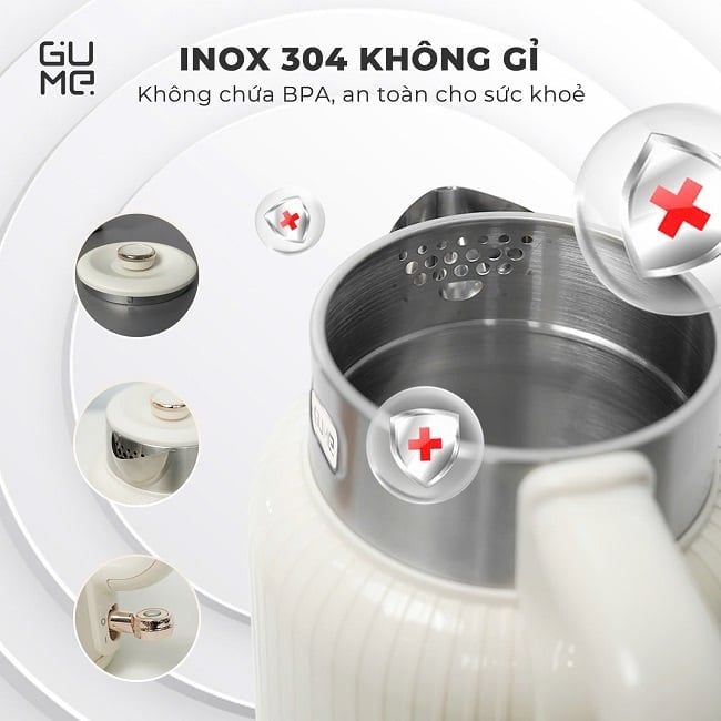 Ấm đun nước siêu tốc cách nhiệt GUME KOREA GM-EK041 - Bảo hành chính hãng 12 tháng