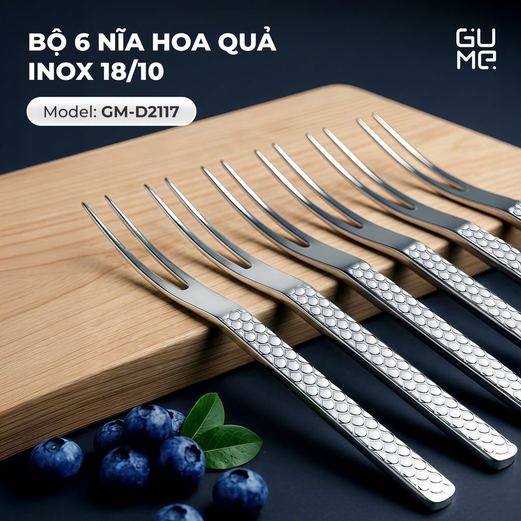 Bộ 6 Nĩa Hoa Quả Inox 18/10 Gume GM - D2117