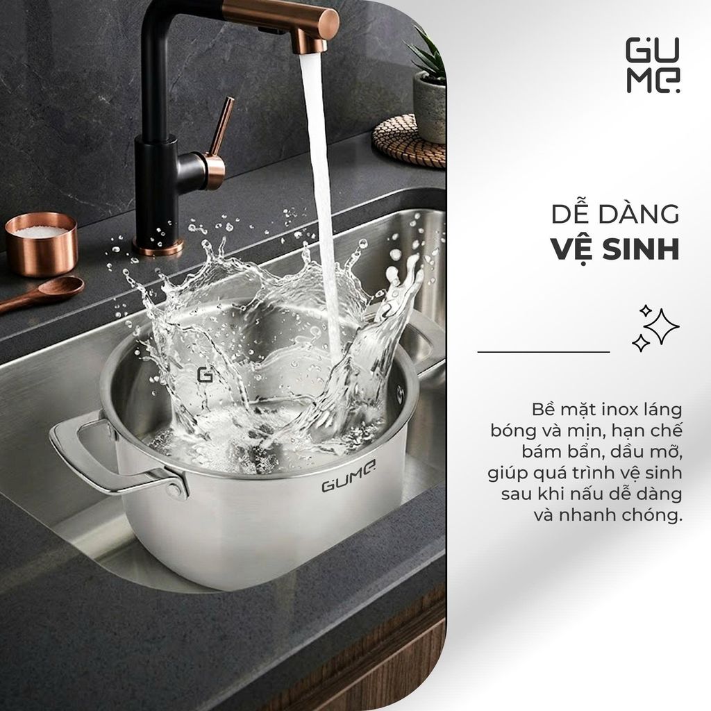 Bộ Nồi Lẩu Đa Năng Inox 18/10 Liền Khối Gume GM - N3326