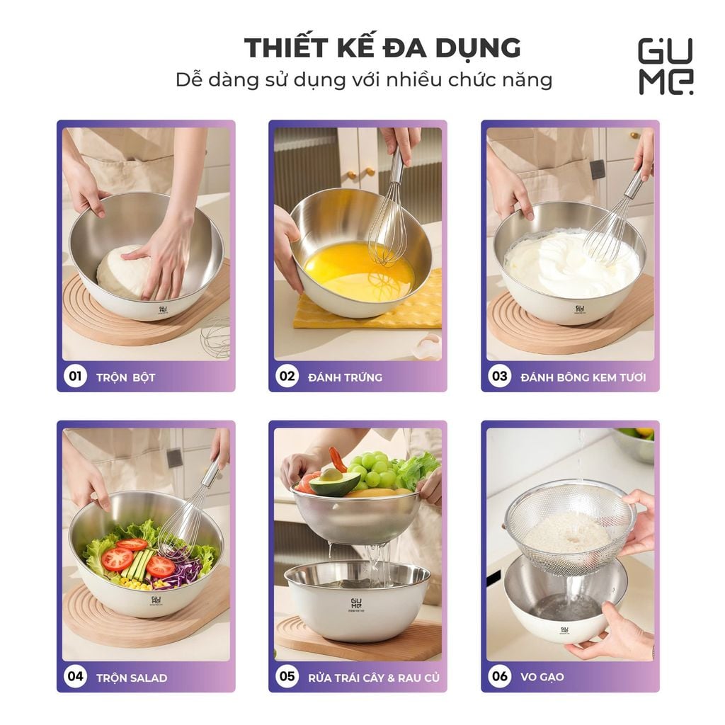 Bộ Rổ Chậu Inox 304 Gume GM - DR0025 Size 25cm