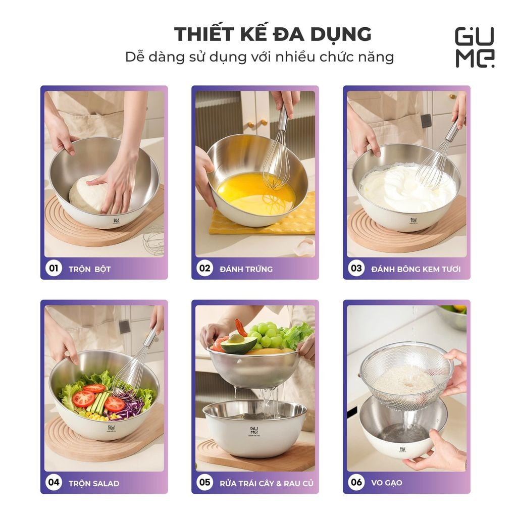 Bộ Rổ Chậu Inox 304 Gume GM - DR0025 Size 25cm