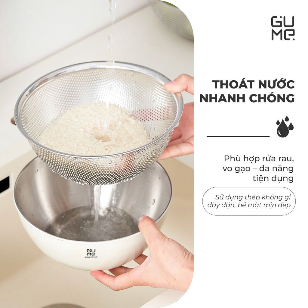 Bộ Rổ Chậu Inox 304 Gume GM - DR0025 Size 25cm