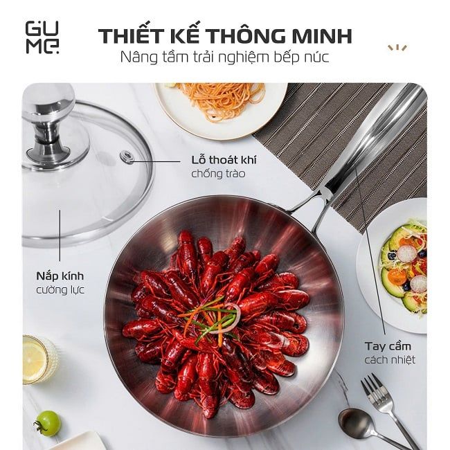 Chảo Nguyên Khối Sâu Lòng Inox 18/10 Gume Trimax GM-W1524 - Bảo hành 1 đổi 1 trong 15 ngày