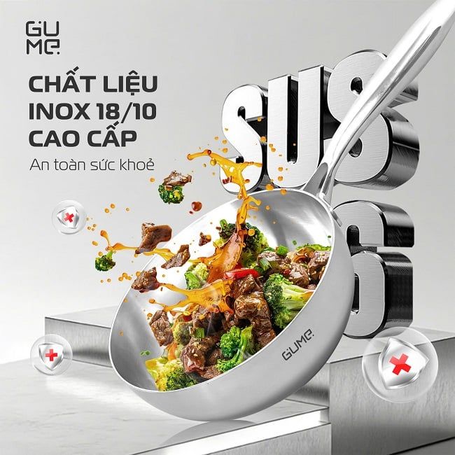 Chảo Nguyên Khối Sâu Lòng Inox 18/10 Gume Trimax GM-W1524 - Bảo hành 1 đổi 1 trong 15 ngày