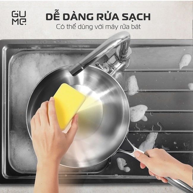 Chảo Nguyên Khối Sâu Lòng Inox 18/10 Gume Trimax GM-W1520 - Bảo hành 1 đổi 1 trong 15 ngày