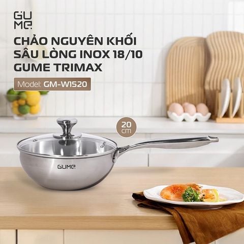  Chảo Nguyên Khối Sâu Lòng Inox 18/10 Gume Trimax GM-W1520 - Bảo hành 1 đổi 1 trong 15 ngày 