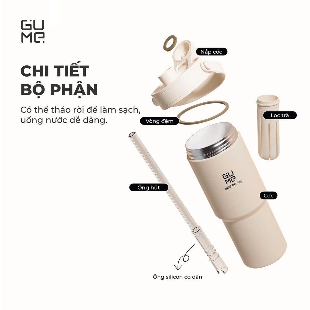 Cốc giữ nhiệt inox 316 phủ gốm GUME KOREA GM-F3301 - Bảo hành 1 đổi 1 trong 15 ngày