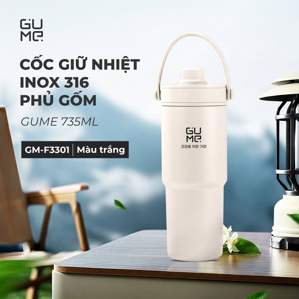 Cốc giữ nhiệt inox 316 phủ gốm GUME KOREA GM-F3301 - Bảo hành 1 đổi 1 trong 15 ngày