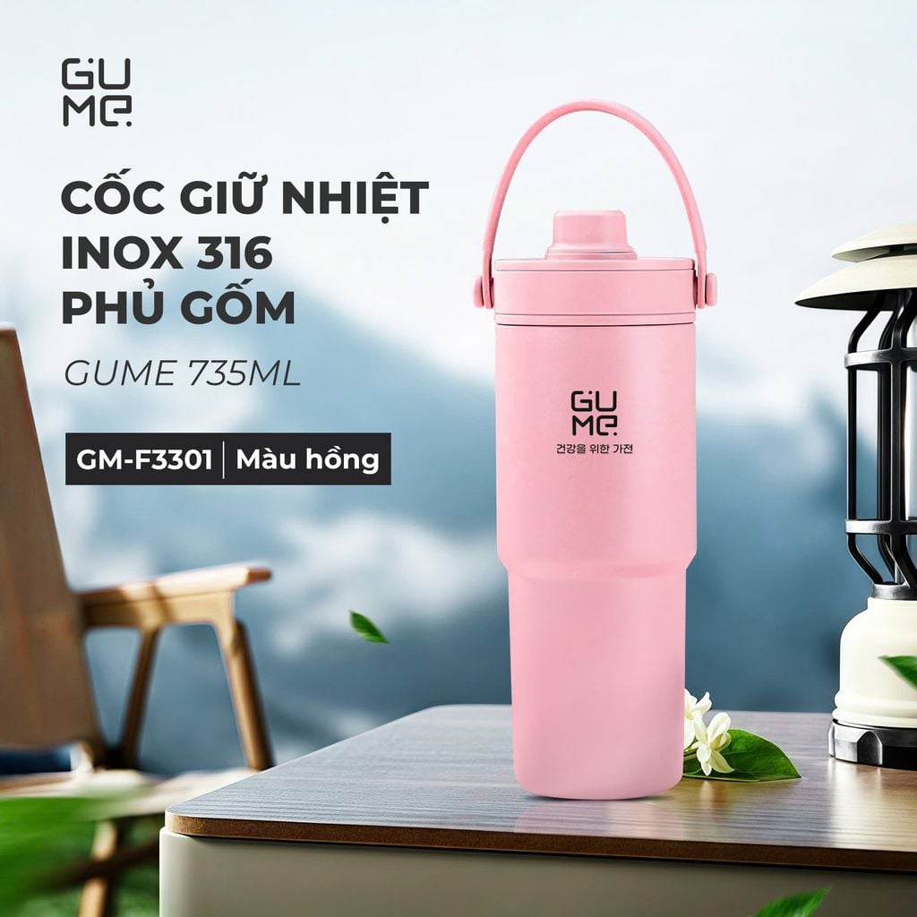 Cốc giữ nhiệt inox 316 phủ gốm GUME KOREA GM-F3301 - Bảo hành 1 đổi 1 trong 15 ngày