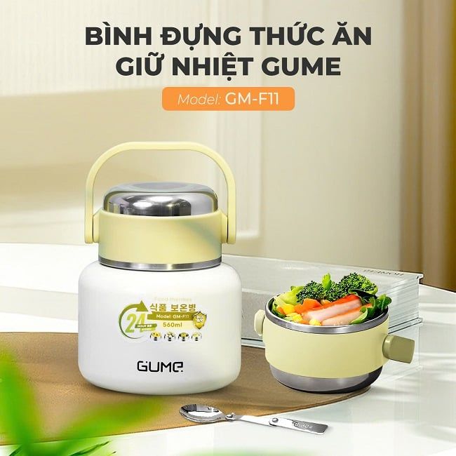 Bình đựng thức ăn giữ nhiệt inox GUME KOREA chính hãng GM - F11 - Bảo hành 1 đổi 1 trong 15 ngày