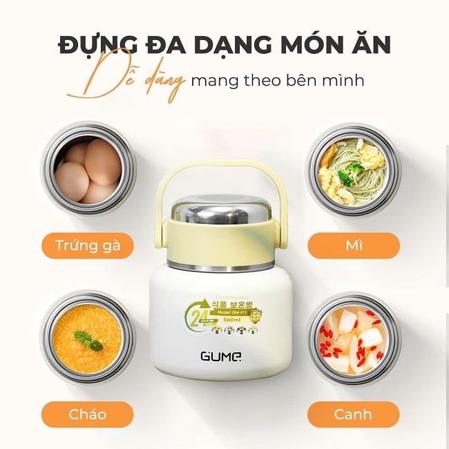 Bình đựng thức ăn giữ nhiệt inox GUME KOREA chính hãng GM - F11 - Bảo hành 1 đổi 1 trong 15 ngày