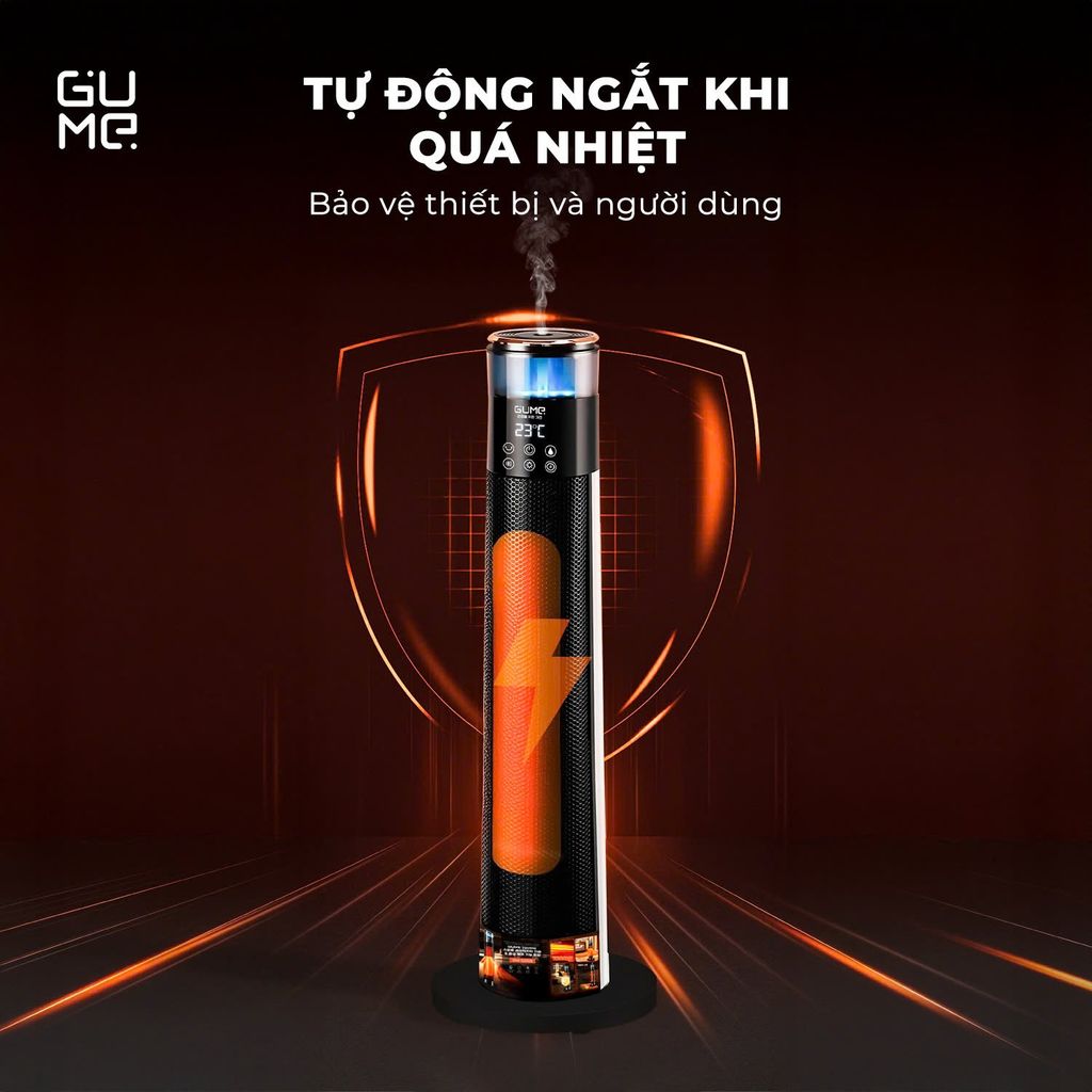 Máy sưởi gốm kèm bù ẩm thông minh ra lệnh bằng giọng nói GUME GM-S2558  - Bảo hành 12 tháng chính hãng