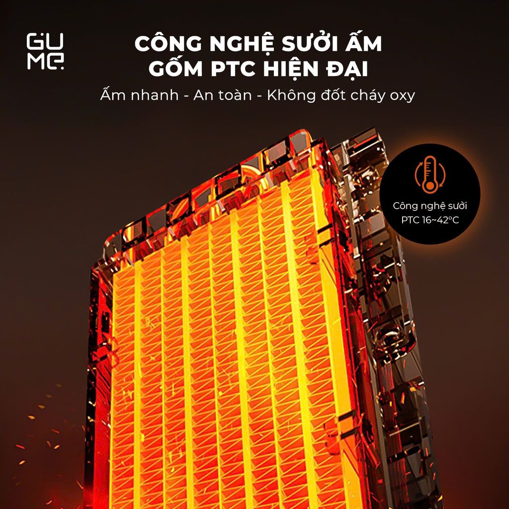 Máy sưởi gốm kèm bù ẩm thông minh ra lệnh bằng giọng nói GUME GM-S2558  - Bảo hành 12 tháng chính hãng