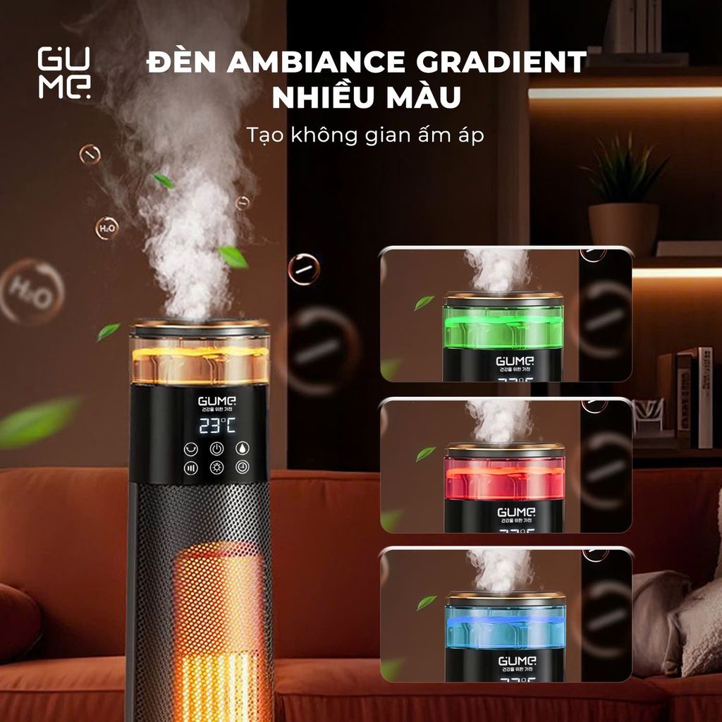 Máy sưởi gốm kèm bù ẩm thông minh ra lệnh bằng giọng nói GUME GM-S2558  - Bảo hành 12 tháng chính hãng