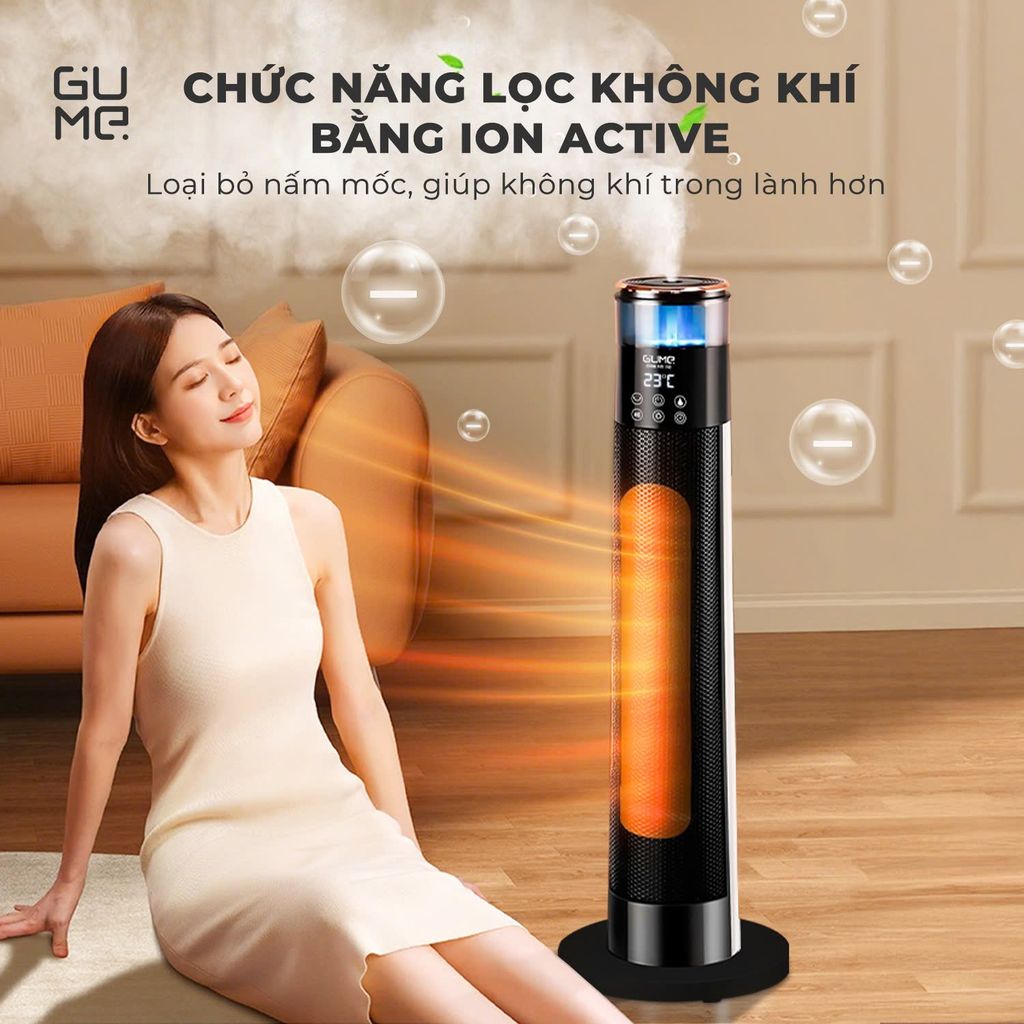 Máy sưởi gốm kèm bù ẩm thông minh ra lệnh bằng giọng nói GUME GM-S2558  - Bảo hành 12 tháng chính hãng