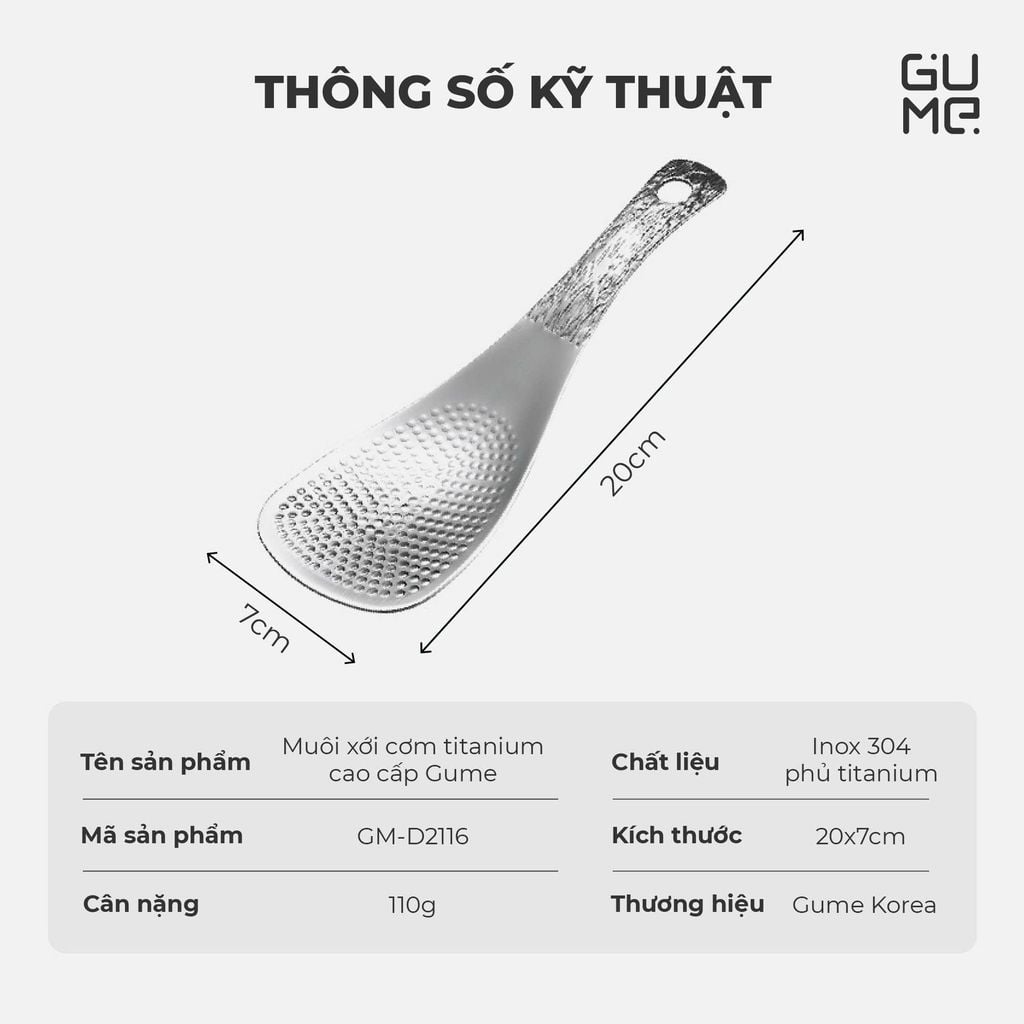 Muôi Xới Cơm Inox Phủ Titanium Cao Cấp Gume GM-D2116