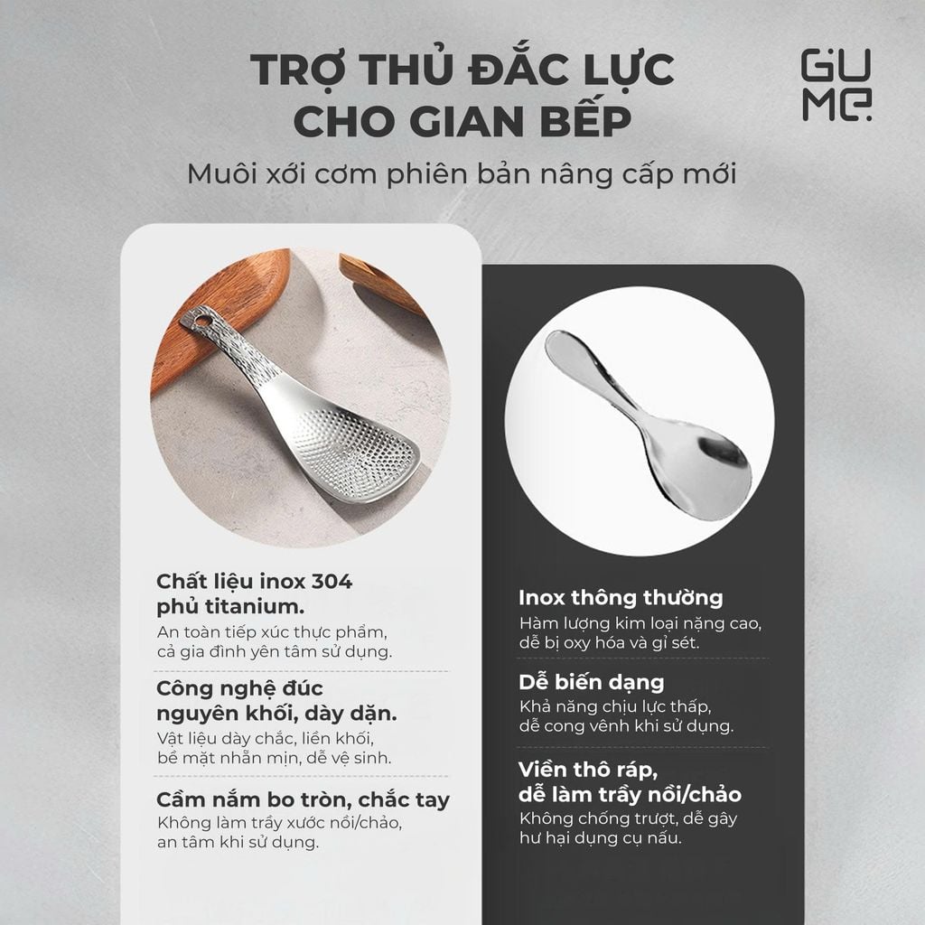 Muôi Xới Cơm Inox Phủ Titanium Cao Cấp Gume GM-D2116