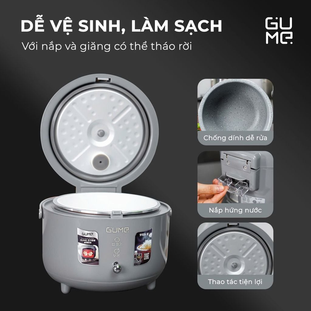 Nồi cơm điện 1,2L đá Maifanite chống dính Gume Korea GM-RC13 - Bảo hành 12 tháng chính hãng
